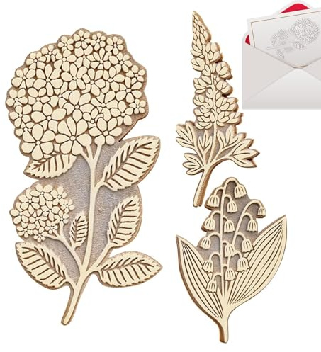 Juego de sellos de plantas - Marcas de flores de madera, sellos artesanales vintage | sellos estéticos para decoración de tarjetas, etiquetado de revistas, ideas de scrapbooking, diseño de papel ico