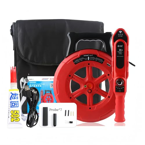 Rilevatore Intasamento Tub Localizzatore Tubi Dell'Acqua Strumento Diagnostico Sotterraneo Sonda Impermeabile Strumento Intasamento In Pvc Metallico Per Tubi Dell'Acqua (Rosso-30m)
