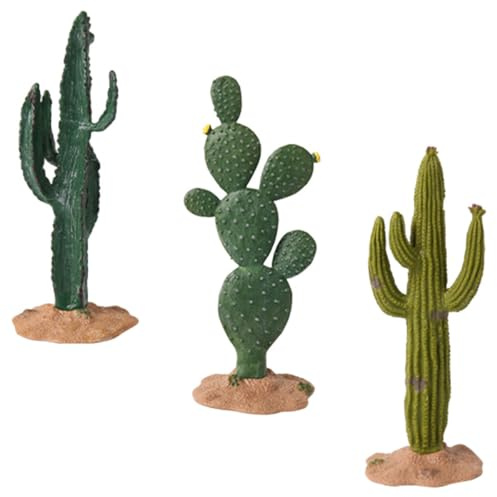 JECOMPRIS Set 3 Pezzi Cactus Finti Decorativi in Pvc Resistente, Statuette Simulate per Scrivania e Arredamento Casa Ufficio, Ornamento Naturale Piccolo per Interni