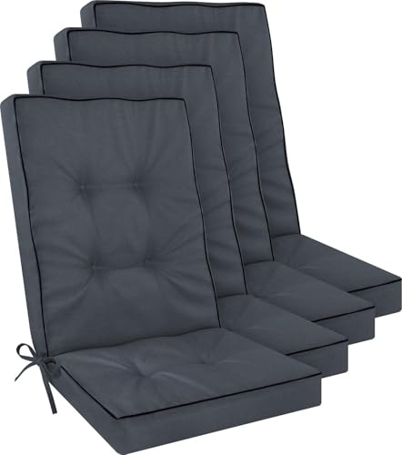 Hochlehner Auflagen Set 2er, 4er oder 6er – Gartenstuhlauflagen mit dickem Schaumstoffkern für hohen Sitzkomfort – Polster für Garten- und Terrassenstühle – made in Poland Dunkelgrau 120 x 50 x 8 cm