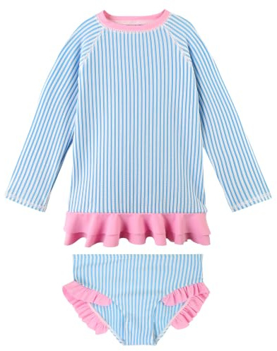 XFGIRLS Pantalon De Groupe Deux Pièces Maillot de Bain Manches Courtes Protection UV pour Filles de 1Ans à 8Ans
