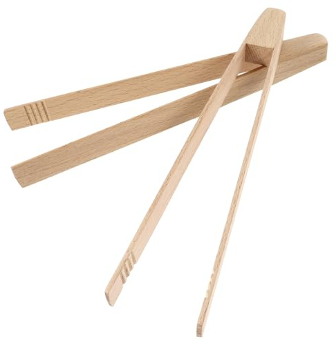 iplusmile Pinze Presa Sicura e Confortevole 2 Pezzi in Legno per Barbecue Resistenti per Grigliate e Feste in Casa