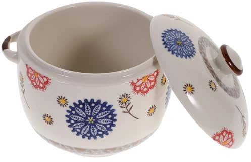 MAJORMENCH Cuenco de Cerámica para Sopa Estilo Japonés con Tapa, Capacidad 1000ml, Superficie Lisa sin Rebabas, Adecuado para Decoración en Festivales y Hogar