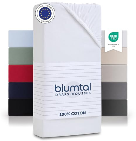 Blumtal® Basics Spannbettlaken Topper 180x200cmJersey - Bettlaken 180x200cm aus 100% Baumwolle - Oeko-TEX zertifiziertes Spannbetttuch 180x200 - Topper Spannleintuch 180x200 - Betttuch - Weiß