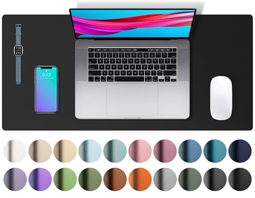Aothia Leder Pad,Mauspad, Büro Schreibtischmatte, rutschfester PU Leder Schreibtisch, Laptop Schreibtisch Pad, wasserdichtes Schreibtisch Schreibpad für Büro und Zuhause(60cm x 35cm, Black)