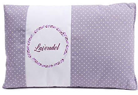 Gözze - Lavender Scented Pillow, 180g Lavender Flower Filling, 100% Cotton Cover, 30 x 20 cm - Purple with Spots