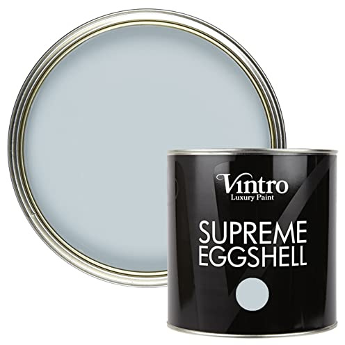 Vintro Paint | Eggshell Paint | for Walls | Wood | Trim | Satin Furniture Paint | Interior & Exterior Use. (Aurora - Blue/Grey, 2.5 Litres)