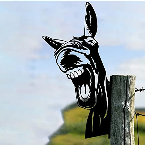 CCWORAN Metall Esel Garten Ornamente Für Zäune Dekorationen Outdoor Home Esel Tiere Garten Dekor Skulpturen Rostige Gusseisen Silhouetten Baum Hof ​​Wandkunst Geschenk EselA