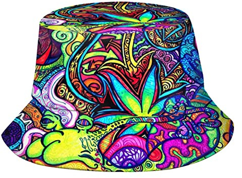 Psychedelic Trippy Art Fischerhut für Damen und Herren, modisch, verstaubar, Sonnenkappe, Reise, Fischerhut, Strandhut für Erwachsene und Jugendliche