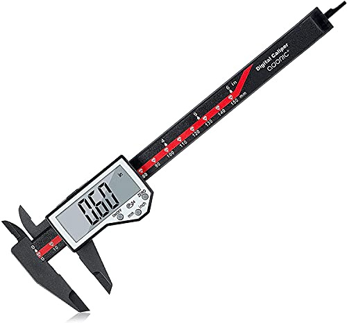 Digital Vernier Caliper, Adoric 6 Inch/150mm Carbon Fibre Measuring Tool | Electronic caliper with large LCD screen, auto-off, inch/mm conversion, spare battery, for DIY, jewellery and antiques