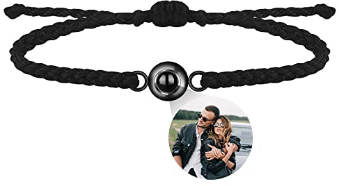 Benutzerdefinierte Foto Armband für Paare Personalisierte Foto Projektion Armband Einstellbare handgemachte geflochtene Seil Handgelenk Armreif Ich liebe dich Projektion Armband in 100 Sprachen