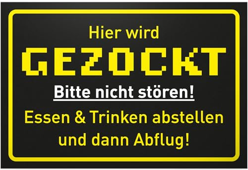 DankeDir! Gezockt - Schild 30 x 20 cm - Schüler Deko Party Zocker Türschild Zimmer Partydeko Geschenkidee - Jugendlicher Gamer Geburtstagsgeschenk Jungen Teenager Geschenk Dekoration