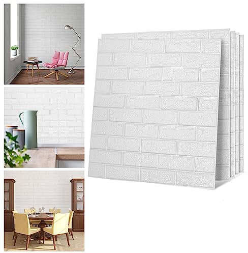 Sonnewelt Lot de 10 Panneaux Muraux 3D Papier Peint Briques Adhesif Autocollants Imperméable Stickers Mural, 77 x 70 cm épaisseur : 5 mm,Pour Le Salon,Balcon, Cuisine