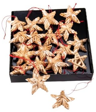 NaDeco Strohsterne zum Hängen | Stroh-Sterne | Natürlicher Christbaumschmuck | Weihnachtsbaumanhänger | Weihnachtsbaumschmuck | Strohsterne Baumschmuck, Ø 4cm - 20 STK