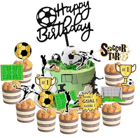 Tortendeko Fussball 25 Stk. Kuchen Deko Fußball Geburtstag Cupcake Toppers Kuchendeko Happy Birthday Kuchenaufsätze Kinder Fußballparty Muffin Deko