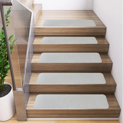 Alfombra antideslizante de 30 x 10 pulgadas, para interiores para peldaños de madera, alfombras de escalera para niños y perros, 100 % poliéster con respaldo de TPE