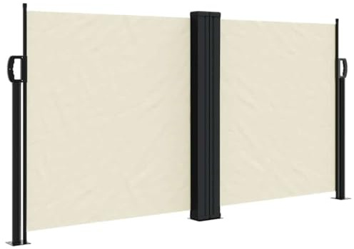 vidaXL Toldo Lateral Retráctil, Pantalla de Privacidad Independiente, Protección UV, Sombrilla para Jardín Patio Terraza Balcón, Crema 120x1000 cm