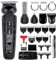 Hatteker Tondeuse barbe homme Tondeuse cheveux hommes Rasoir électrique pour homme Professionnel 8 en 1 Vitesse réglable Etanche Kit de toilettage visage nez corps (Noir)