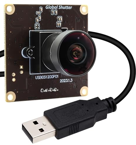 Svpro 2MP Global Shutter USB Kamera Board 90fps Hochgeschwindigkeits Webcam Modul mit Fisheye Objektiv Weitwinkel Zeitlupenkamera 1920x1200 AR0234 Kamera für Computer, Laptop, Android-Gerät
