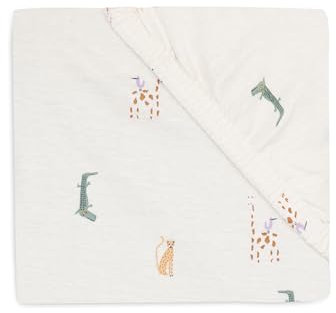 Jollein Sábana Bajera Ajustable de Punto, para Cuna Jungle Jambo, 40/50 x 80/90 cm, 100% algodón, Certificado Öko-Tex