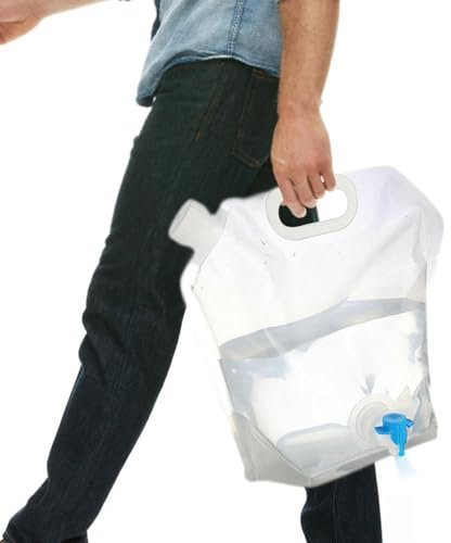 Generisch Wasserbehälter mit Wasserhahn, 10 l, zusammenklappbarer Wasserbehälter, Wasserspeicher, Wasserträger, Camping-Wassersack für Wandern, Klettern, Reisen, Picknick