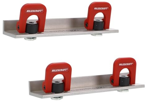 Milescraft 4032 Cam Stops XL 2 Pack Quick Adjust T-Track Long Stops. Anodized, 5-7/8 Long with Cam Lever. Low Profile for Boards 3/4 or Thicker.
