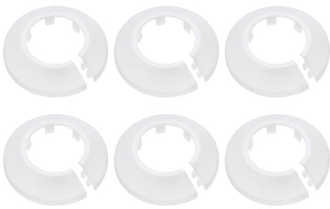sourcing map 6Pcs Flange Pipe Cover Decoration with 32mm Outer Diameter, PP Plastic Radiator Escutcheon, Buckle Type Round Water Pipe Drain Line Cover, White