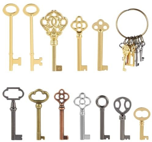 12PCS Hollow Barrel Skeleton Key, Universal Skeleton Key, Decorative Vintage Style Set