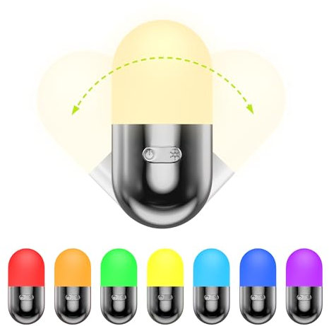 JACKYLED Lampe de chevet RGB, veilleuse enfant avec 10 modes de couleur réglables, rechargeable par USB, lampe de nuit pour chambre et chambre d’enfant