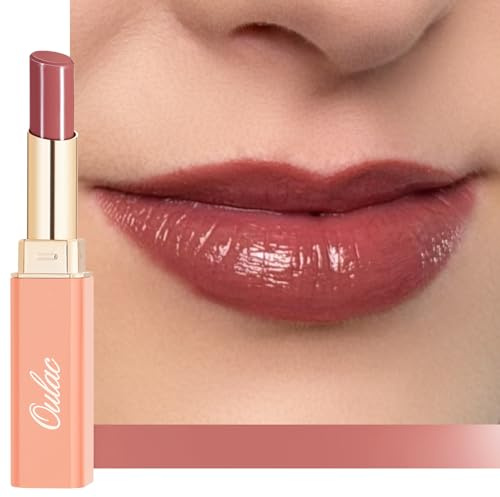 Oulac 2 in1 Lippenstift und Lippenbalsam, Saftiger & Glänzender Lippenpflege Lippenstifte, Geschmeidige Natürliche und Hydratisierte Lippen, Glänzendes Finish für Trockene, Rissige Lippen, Vegan 17