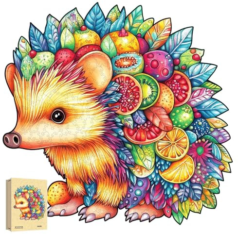 Holzpuzzle Erwachsene, Igel Einzigartige Holz Puzzle, Tierform Wooden Puzzle Mit Geschenkbox 172pcs-M-25.5 * 24.6 cm