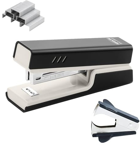 LHLZNB Heavy Duty Stapler for Office & Home, 25 Sheet Capacity Desktop Stapler with 1000 Staples & Staple Remover, Black