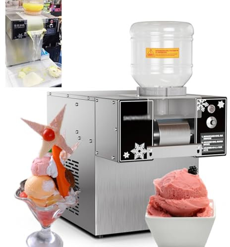 LHQYA Macchina Ghiaccio Fiocco Neve 360W, Macchina Ghiaccio dell'Acciaio Inossidabile Secchio Materiale, capacità Produzione: 60KG (24 Ore) Acqua Pura/Secchio:8CM/3s Fabbricazione Ghiaccio