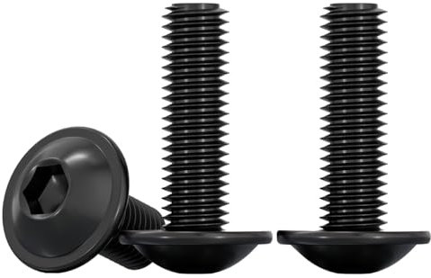 Ceeyoll 25 Piezas Tornillo de Cabeza Alomada con Brida Y Hexágono Interior,Negro Tornillo a Máquina Acero Inoxidable,Tornillos Roscachapas Tornillos Roscados Totalmente pour Les Connexions Mécaniques.