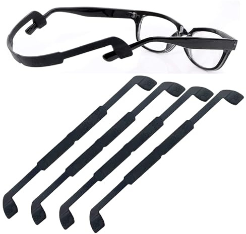 OPUGIT 4 Pack Anti-Slip Glasses Strap, Silicone Soft Eyewear Retainer Eyeglasses Holder, Eyeglass Strap For Kid Men Women Sports,L(26cm),4 Black
