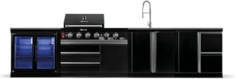GORILLER® Blackback L3 - Barbacoa de gas con doble nevera, lavabo, superficie de trabajo y espacio de almacenamiento, acero inoxidable, color negro