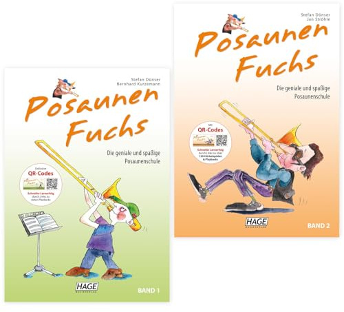 Starterset: Posaunen Fuchs Band 1 und Band 2 - Die geniale und spaßige Posaunenschule + Pflegetuch aus Mikrofaser