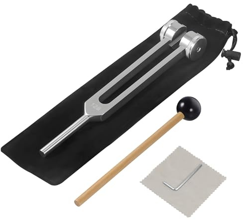 Tuning Fork 128 Hz Set, Aluminium Alloy Healing Frequency Tool for Relaxation, with Silicone Striker and Pouch Sound Therapy Meditation and General Wellness Practice