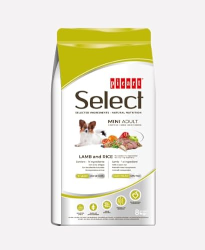 Select Mini Adult Cordero y arroz 8kg. Alimento Completo para Perros Adultos de Raza pequeña. Mejora la Piel y Pelo. Alta digestibilidad.