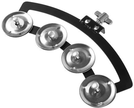 ELAYARD Robustes Tamburin mit 8 Silbernen Schellen Montierbares Schlagzeugzubehör für 10-12 Zoll Marschtrommel Vielseitiges Handglocken Instrument für Band und Party