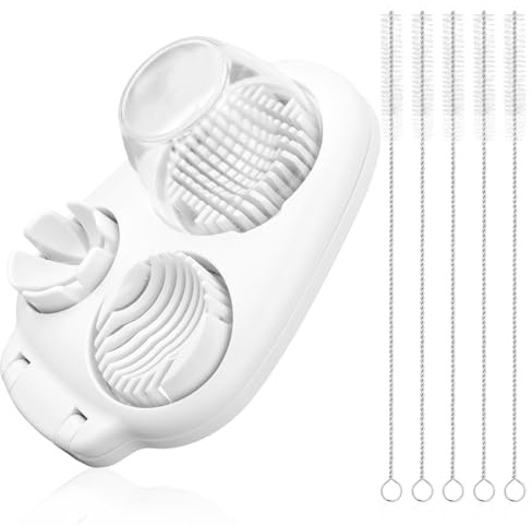 Cortador Huevos 3-en-1 para Huevo Duros, Cortador Huevos con 3 Modos Corte con 5 Cepillos Limpieza Picador 3 Vías Acero Inoxidable Gadget Cocina para Mantequilla Champiñón Fresa Tomate Kiwi