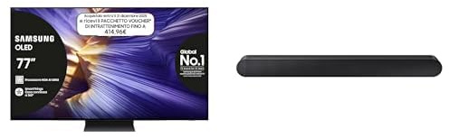 Samsung Smart TV 77'' QE77S94FAEXZT OLED 4K, NQ4 AI Gen3 Processor, 4K AI Upscaling Pro, Motion Xcelerator 144Hz, Dolby Atmos & OTS Lite, LaserSlim Design, 2025 + Soundbar HW-S50B/ZF. Q-Symphony
