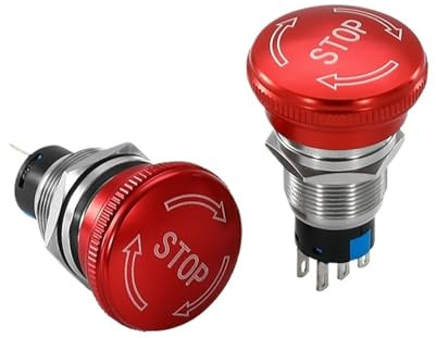 Interruptor pulsador de emergencia de acero inoxidable de 19 mm, resistente al agua y a la explosión, 1NO1NC, 2NO2NC, 22 mm, 6 pines, con cable.(2NO2NC,22mm)