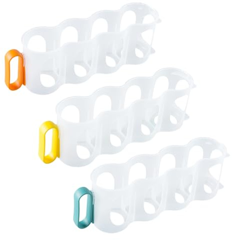 SUPVOX 3pcs Kitchen Soda Can Organizer Rack, Fridge Beer and Beverage Storage Holder, Sturdy Plastic Can Dispenser with Colorful Yellow, Green, Orange for Daily Use
