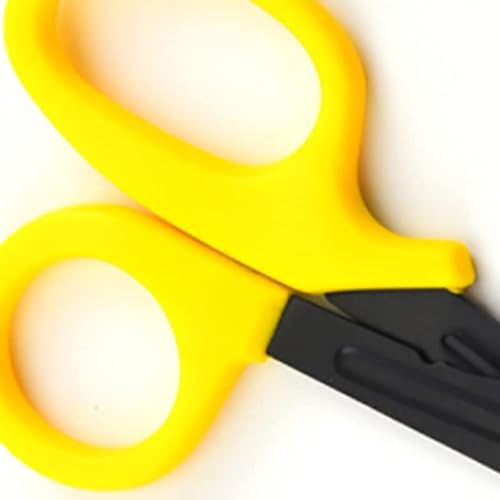 OEBUAFI Cesoie per Bende, Forbici Mediche in Acciaio Inossidabile con Lama Affilata Seghettata e Impugnatura Ergonomica, per Tagliare la Lana di Tela per Bende di Garza (YELLOW)