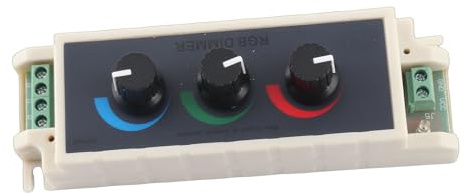 SIXRUN Atenuador de Perilla RGB, Controlador de Luz LED PWM de 3 Canales ABS DC 12 V 24 V, Ajuste Manual de Brillo de Color 3 A Cada Canal para Usuarios de Iluminación de Tira LED RGB Interior