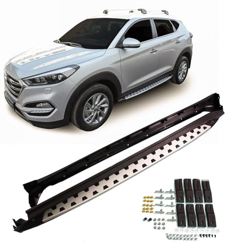 J&J AUTOMOTIVE Marche-Pieds Latéraux pour Hyundai Tucson 2015-2020, Lot de 2 Pcs (Gauche et Droite), Antidérapant, Aluminium