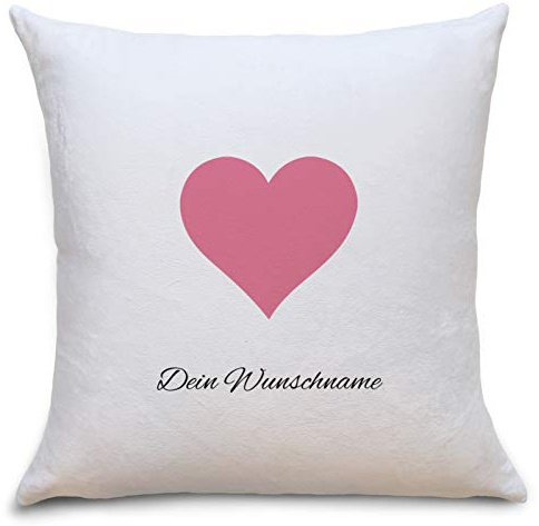 OWLBOOK Herz Flauschiges Kissen mit Liebesspruch Personalisiert mit Namen Geschenke Geschenkideen für Liebespaare zum GeburtstagValentinstag Zierkissen mit Füllung