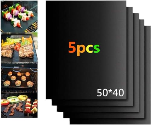Tapi - Tappetino da cucina, tappetino per barbecue, barbecue, tappetino per barbecue, griglia, griglia da cucina, tappetino per barbecue, 100% antiaderente riutilizzabile, 50 x 40 cm, set di 5 (nuovi