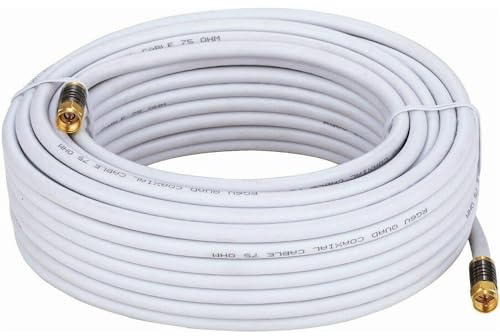 Cables Direct Online 100ft White Quad Shield RG6 Coaxial Cable, F Pin and BNC Extension Wire for Satellite Dish, Cable TV, Antenna - Digital HD 3GHz Coax Cord with Weatherproof Connectors